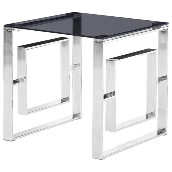 Kd Gabinetes Smoked Glass Living Room Silver End Table KD2194453 - main